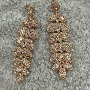 Swarovski Gold Crystal Leaf Earrings